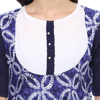 Finding Product Women's Indigo Printed Ruffle Kurta
