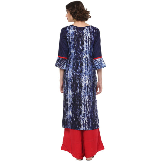 Finding Product Women's Indigo Printed Tassel Kurta