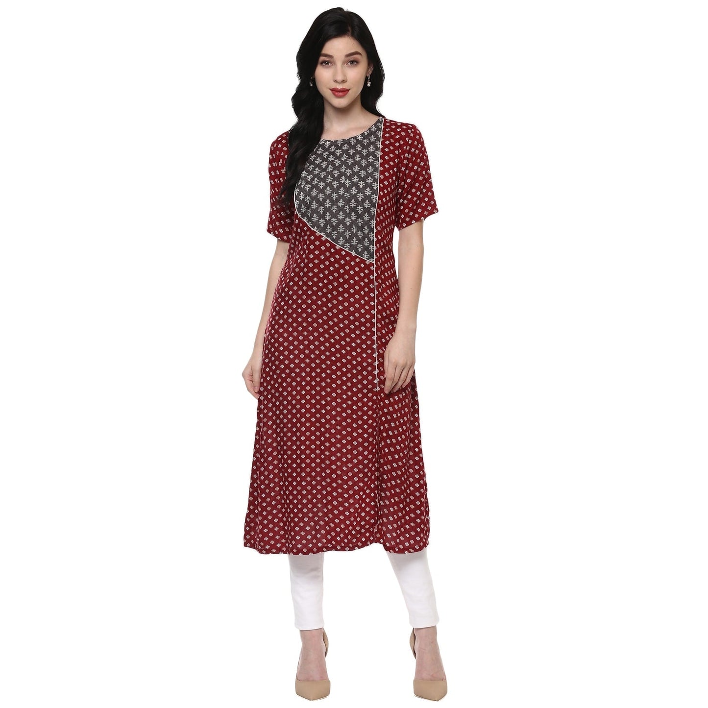 Finding Product Women's Allover Printed Yoke Panelled Kurta