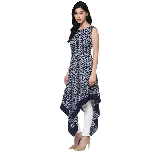 Finding Product Women's Printed Indigo Asymmetric Kurta