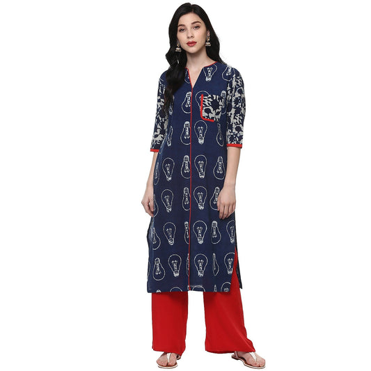 Finding Product Women's Indigo Bulb Print Kurta