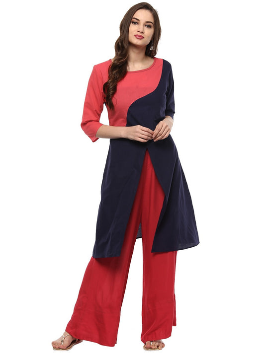 Finding Product Women's Asymmetric Yoke Solid Kurta