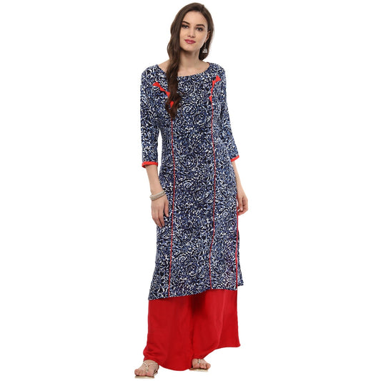 Finding Product Women's Indigo Allover Panelled Kurta