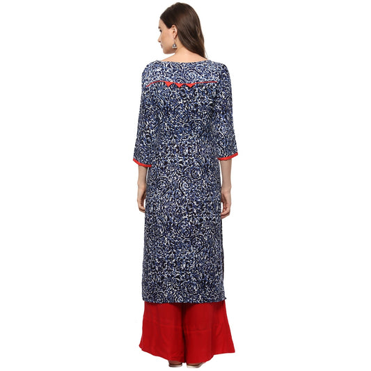 Finding Product Women's Indigo Allover Panelled Kurta