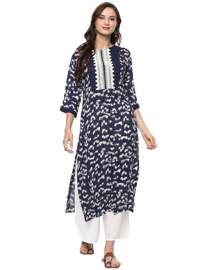 Finding Product Women's Printed Lace Patch Kurta