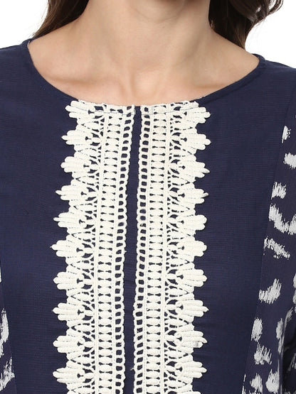 Finding Product Women's Printed Lace Patch Kurta