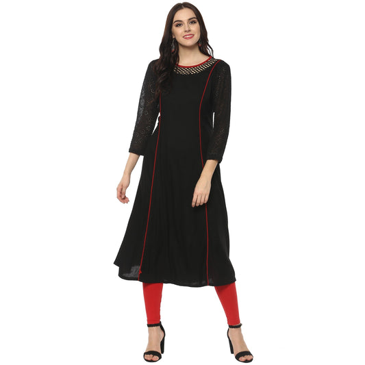 Finding Product Women's Solid Anarkali Brocade Kurta