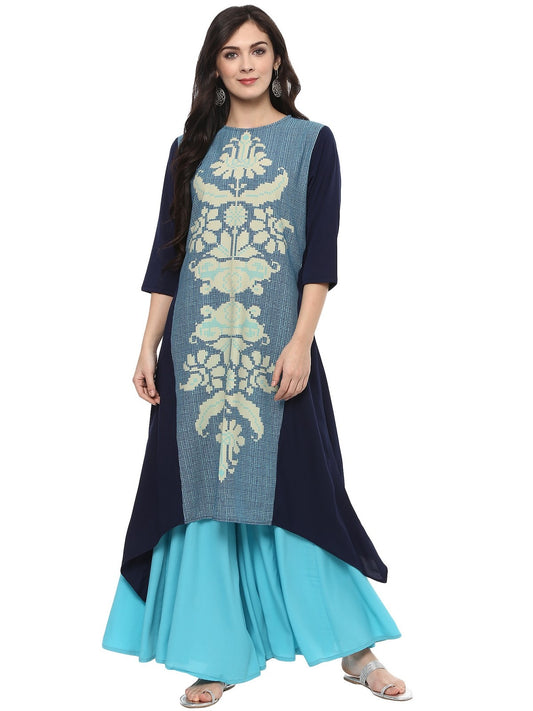 Finding Product Women's Placement Print Asymmetric Kurta