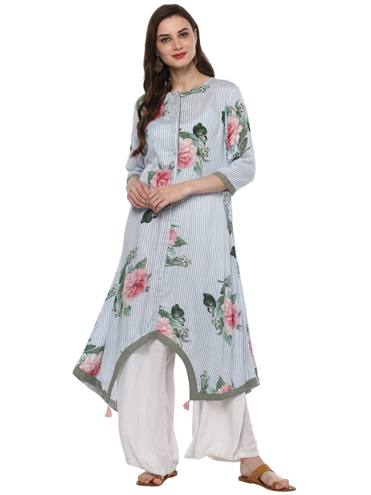 Finding Product Women's Floral Stripes Kurta