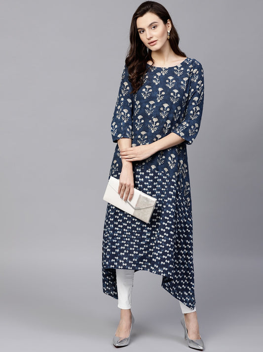 Finding Product Women's Indigo Dabu Printed Loose Kurta