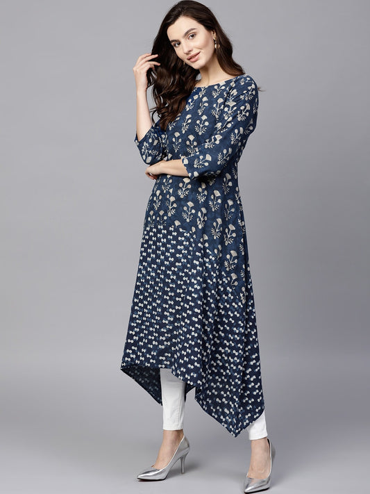 Finding Product Women's Indigo Dabu Printed Loose Kurta