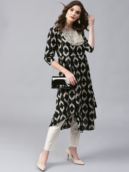 Finding Product Womens Ikat Anarkali Yoke Kurta