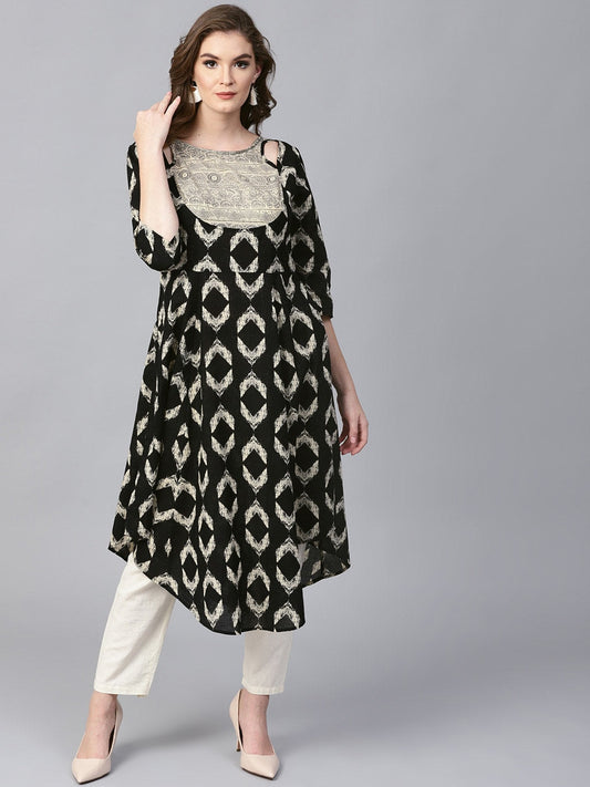 Finding Product Womens Ikat Anarkali Yoke Kurta
