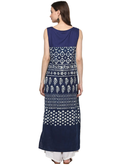 Finding Product Women's Indigo Dabu Hand Block Straight Kurta