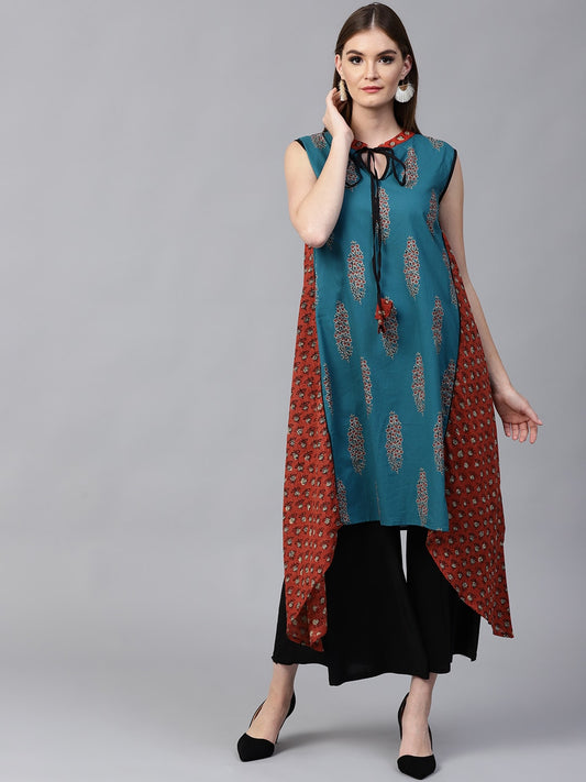 Finding Product Women's Floral Discharge Print Loose Kurta