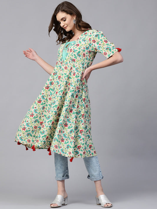 Finding Product Women's Allover Floral Embroidered Kurta