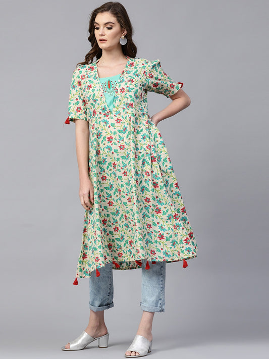 Finding Product Women's Allover Floral Embroidered Kurta