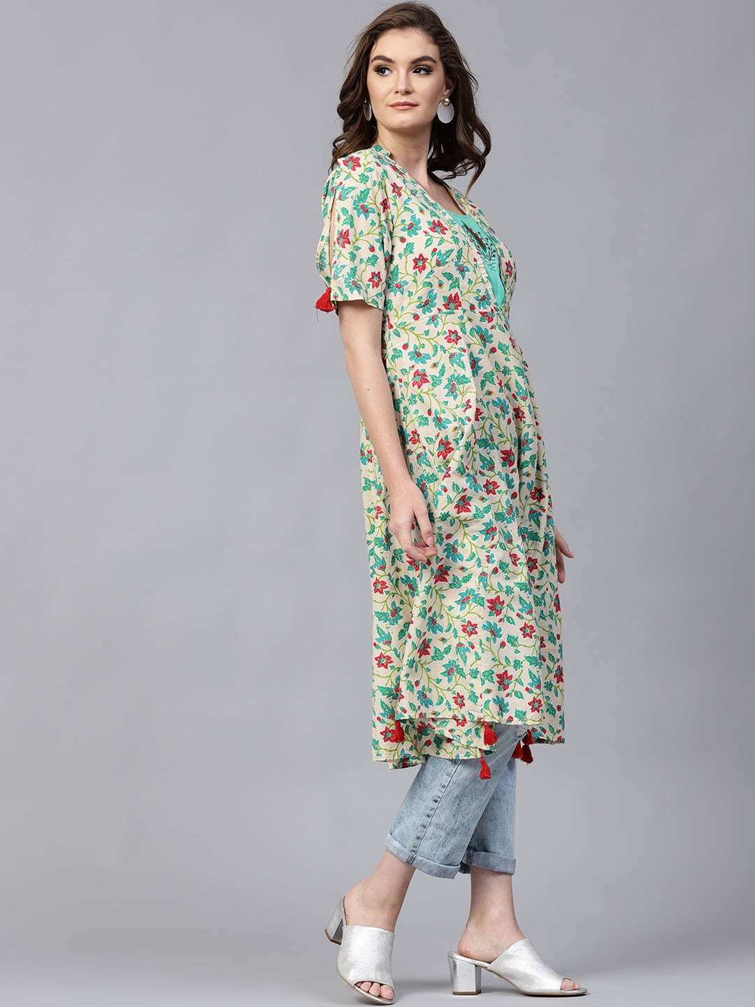 Finding Product Women's Allover Floral Embroidered Kurta