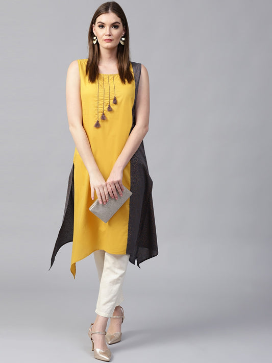 Finding Product Women's Sleeveless Embroidered Asymmetric Kurta