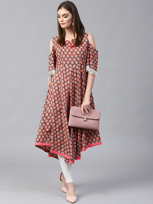 Finding Product Women's Cold Shoulder Flared Kurta