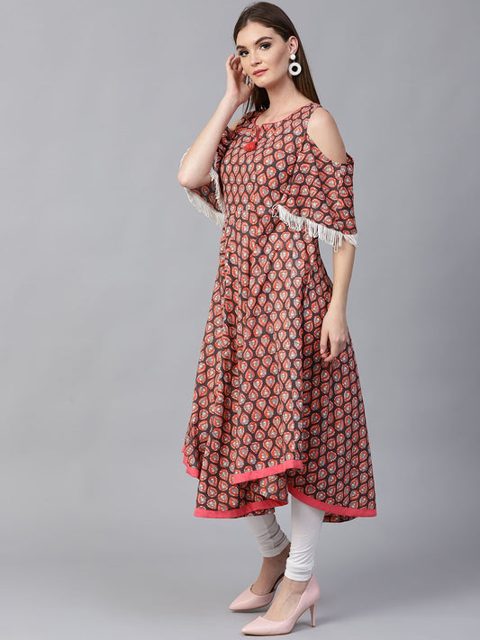 Finding Product Women's Cold Shoulder Flared Kurta
