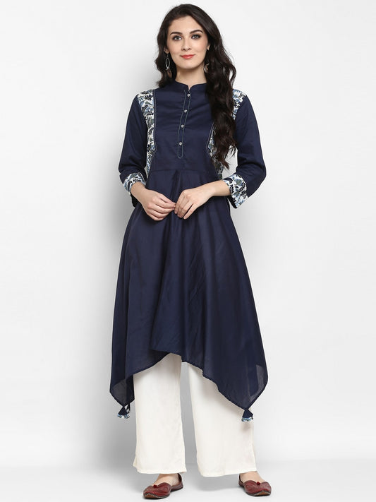 Finding Product Women's Navy Asymmetric Hem Kurta