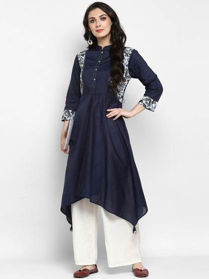 Finding Product Women's Navy Asymmetric Hem Kurta