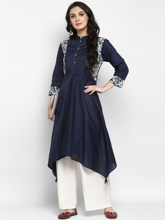 Finding Product Women's Navy Asymmetric Hem Kurta