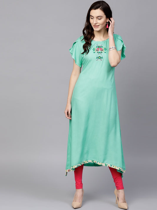 Finding Product Women's Embroidered Petal Sleeves Kurta