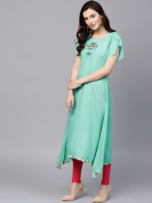 Finding Product Women's Embroidered Petal Sleeves Kurta
