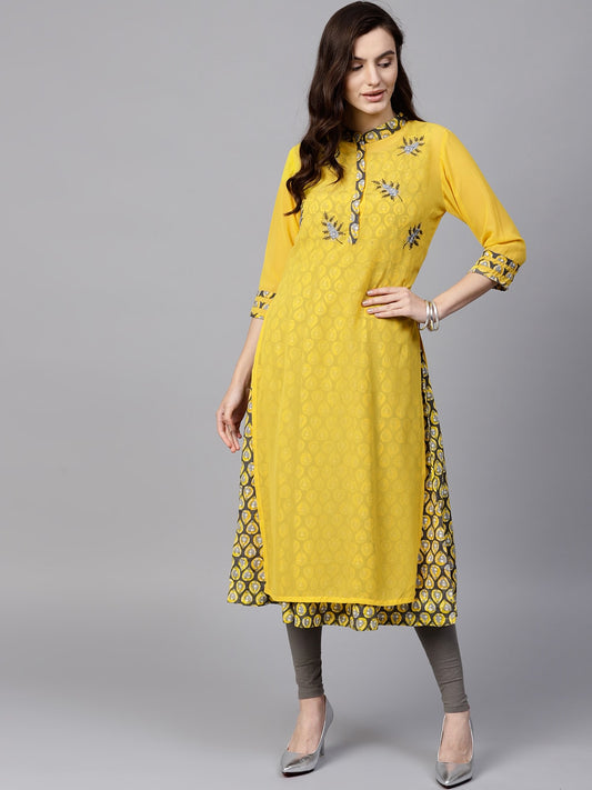 Finding Product Women's Embroidered Sheer Layered Kurta
