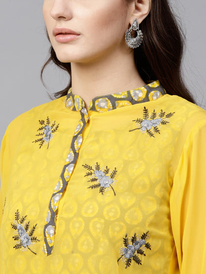 Finding Product Women's Embroidered Sheer Layered Kurta