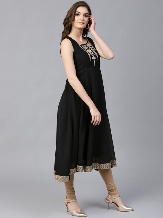 Finding Product Women's Sleeveless Shimmer Embroidered Anarkali Kurta