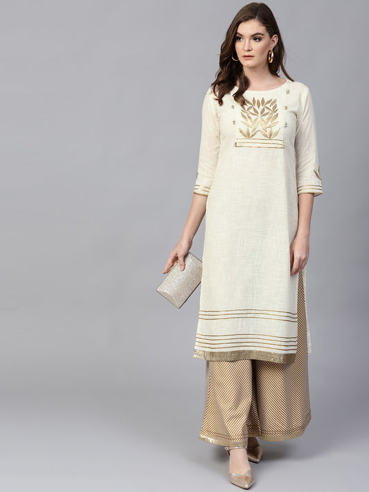Finding Product Women's Off-White Gota Patti Embroidered Kurta