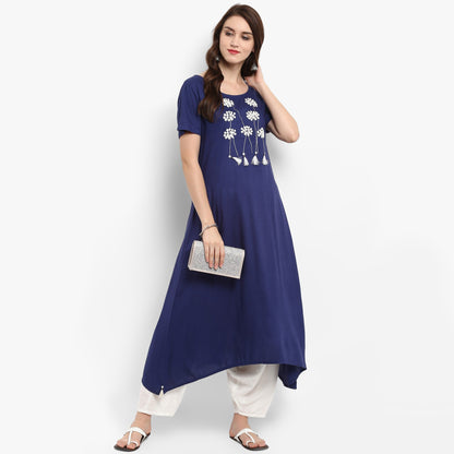 Finding Product Women's Long Fit Floral Dori Embroidered Kurta