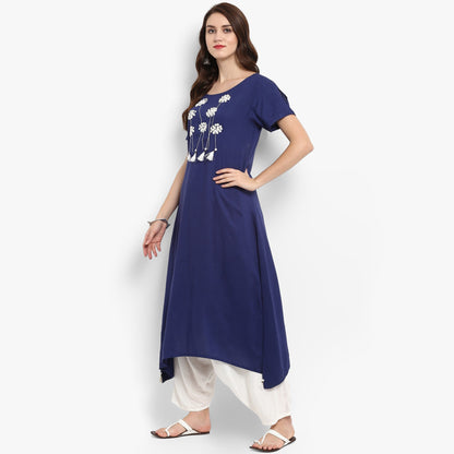 Finding Product Women's Long Fit Floral Dori Embroidered Kurta