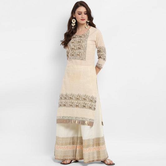 Finding Product Women's Round Neck Block Printed Kurta