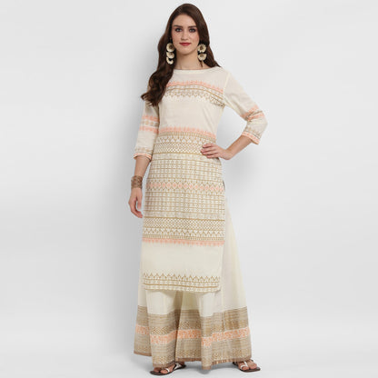 Finding Product Women's Boat Neck Block Printed Kurta