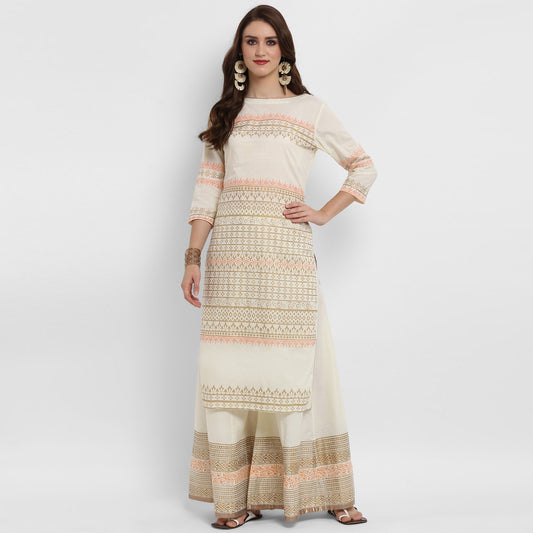 Finding Product Women's Boat Neck Block Printed Kurta