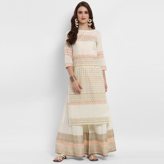 Finding Product Women's Boat Neck Block Printed Kurta