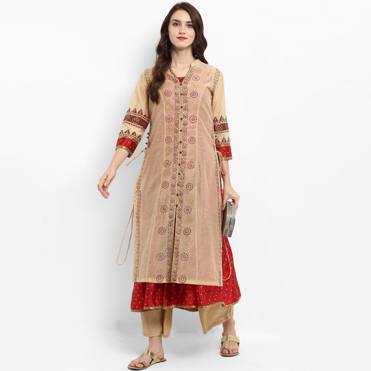 Finding Product Women's Block Printed Layered Kurta