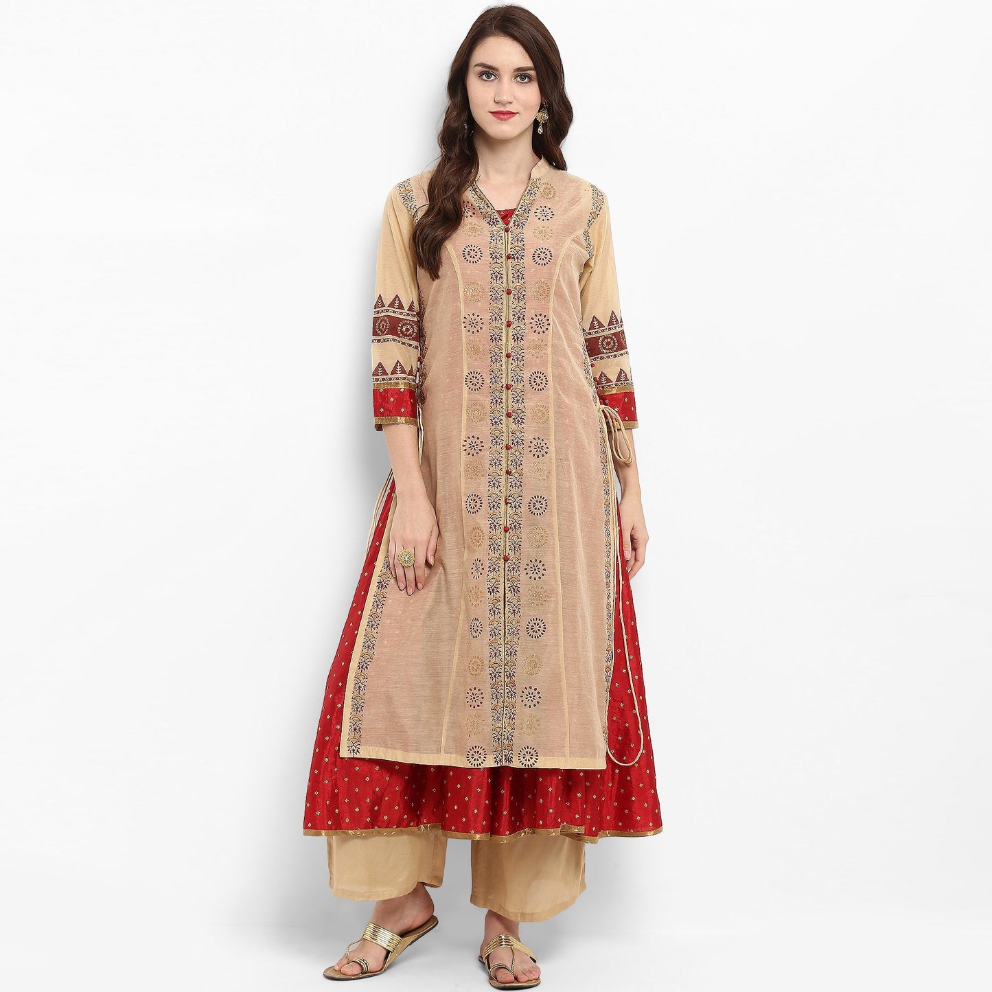 Finding Product Women's Block Printed Layered Kurta