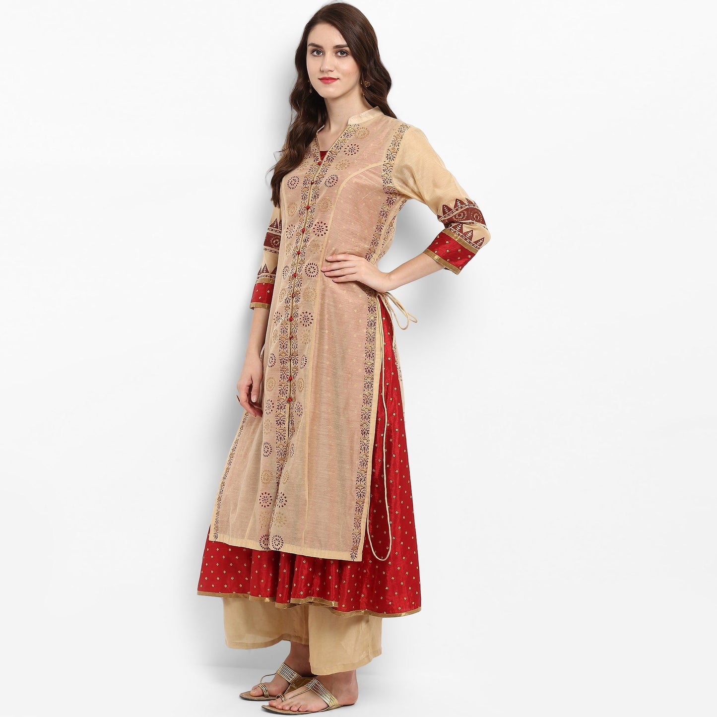 Finding Product Women's Block Printed Layered Kurta