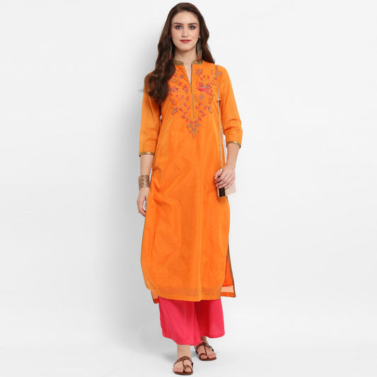 Finding Product Women's Solid Embroidered Kurta
