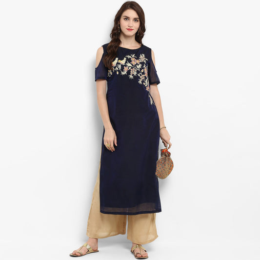 Finding Product Women's Solid Embroidered Kurta