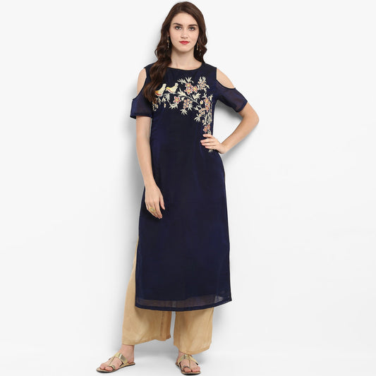 Finding Product Women's Solid Embroidered Kurta