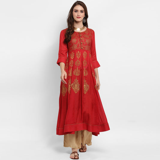 Finding Product Women's Anarkali Block Printed Kurta