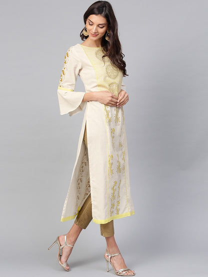 Printed Kurta With Bell Sleeves