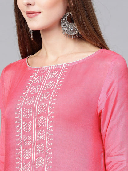 Pink Lotus Inspired Swan Printed Kurta-Catalouge