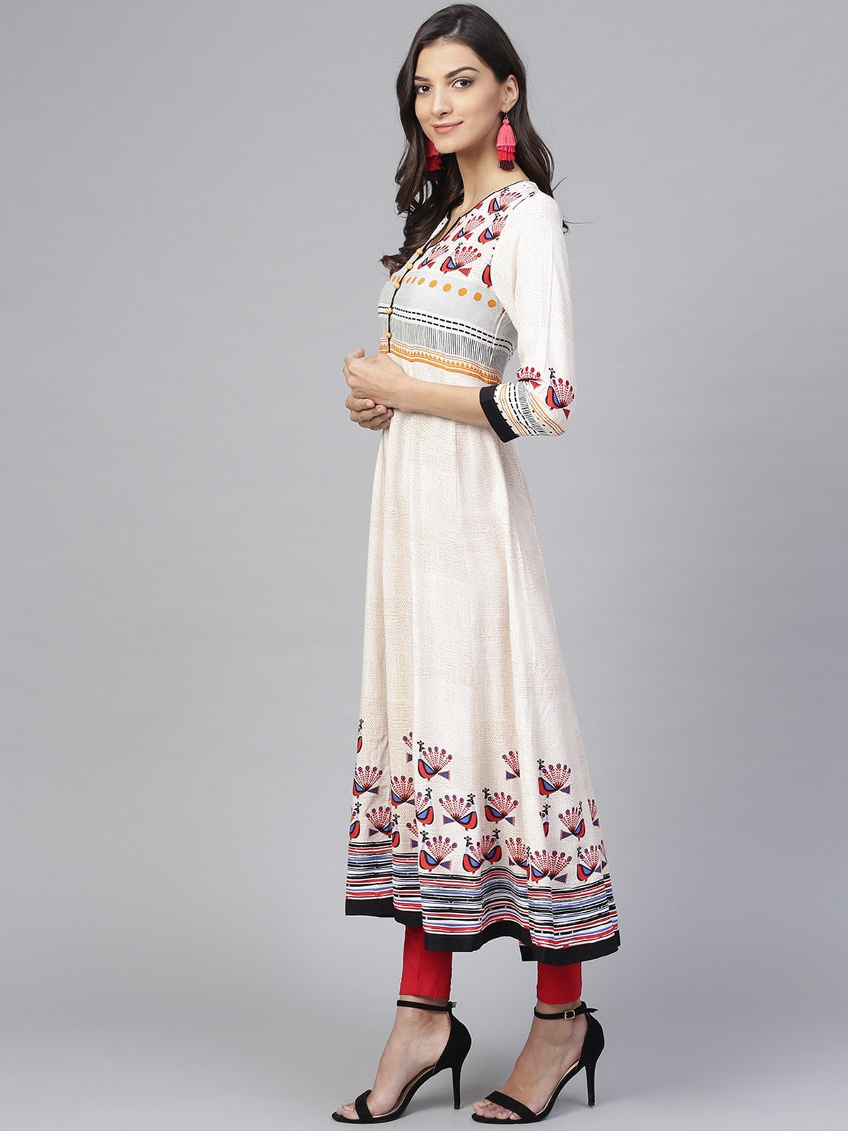 Peacock Inspired Printed Kadidaar Kurta